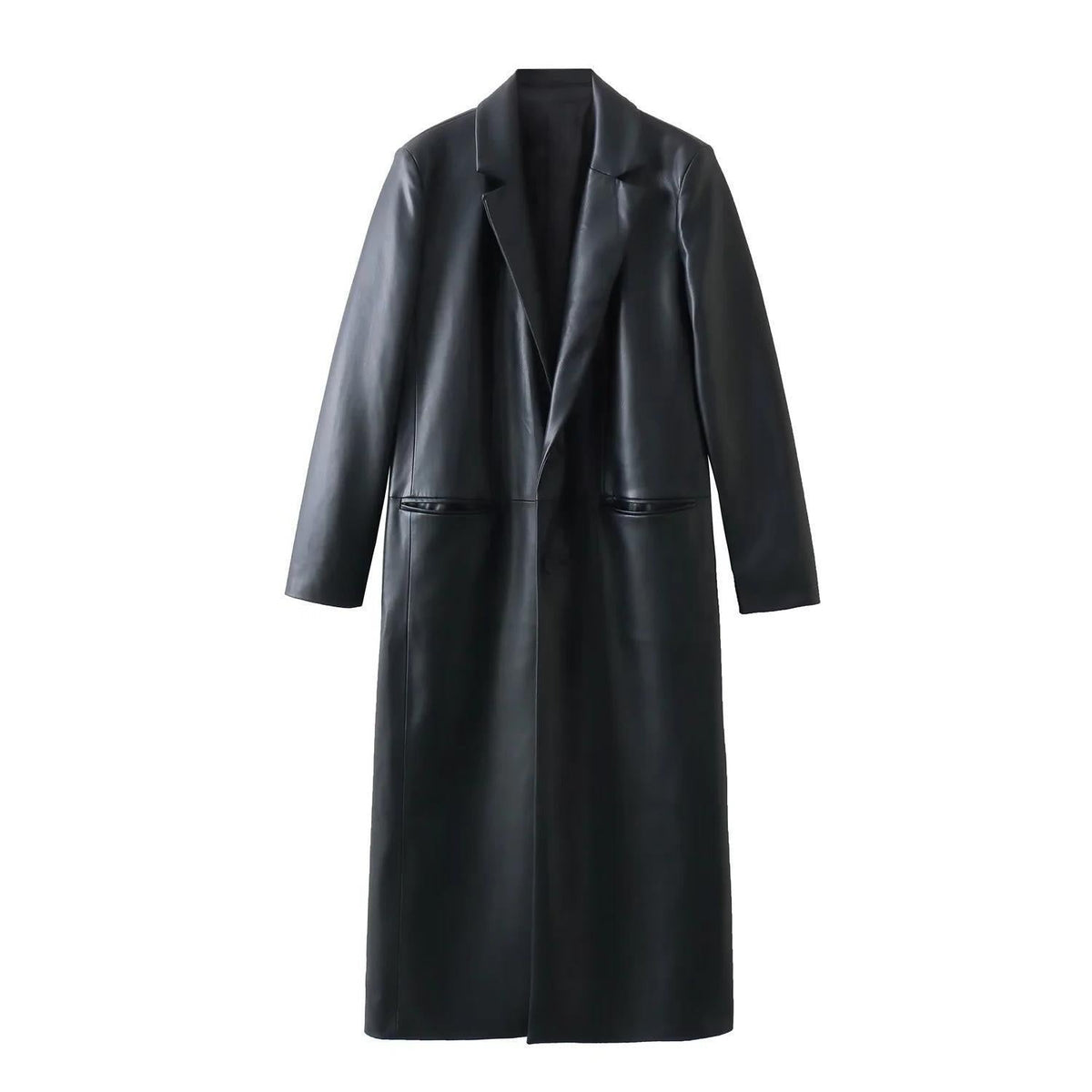 Faux Leather Trench Coat