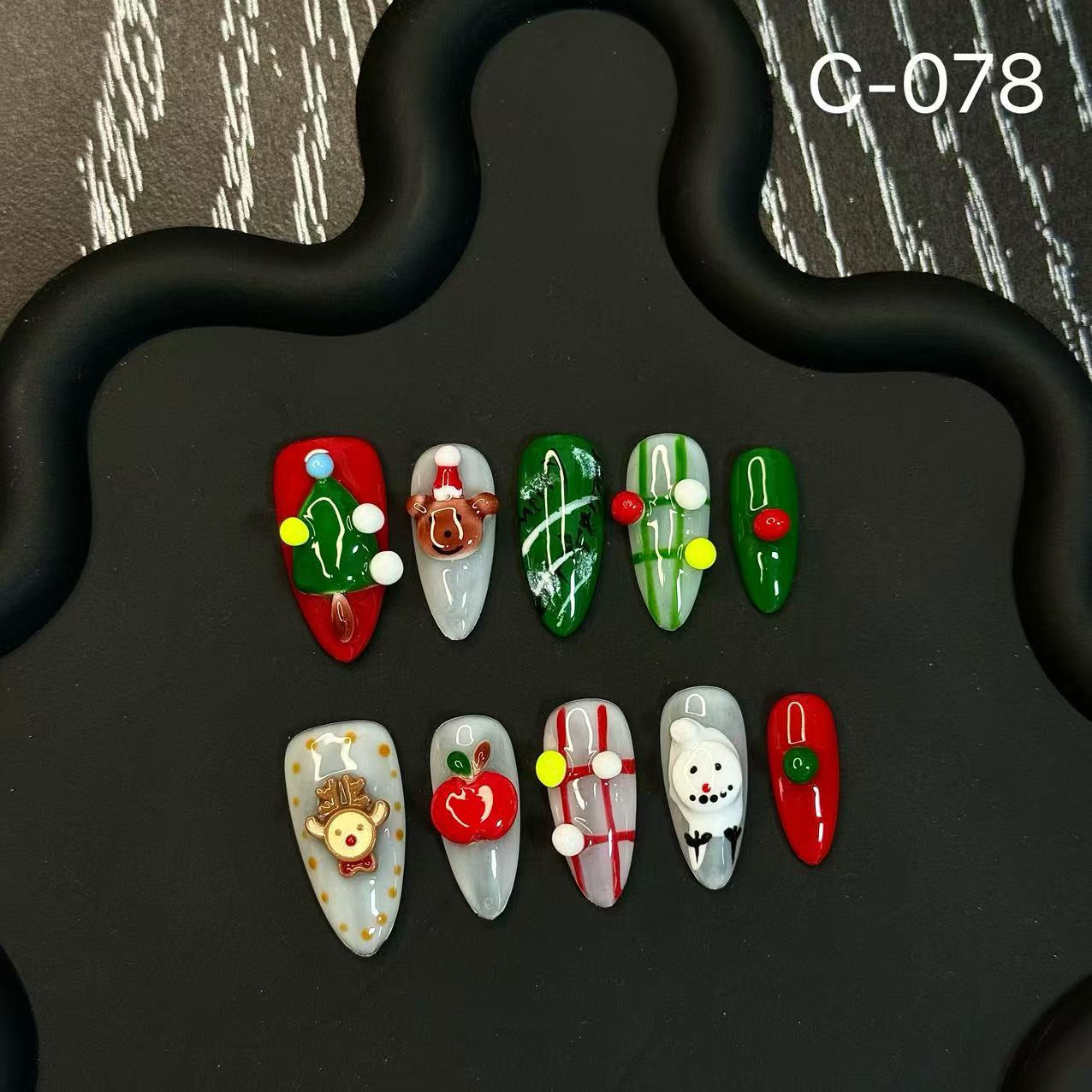Christmas Nails Press on Nails Snowman Atmosphere Premium Sense Handcrafted Fake Nails
