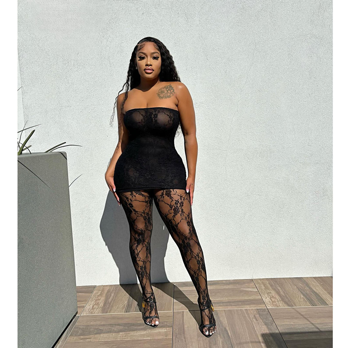 Mesh Dress & Tights Set