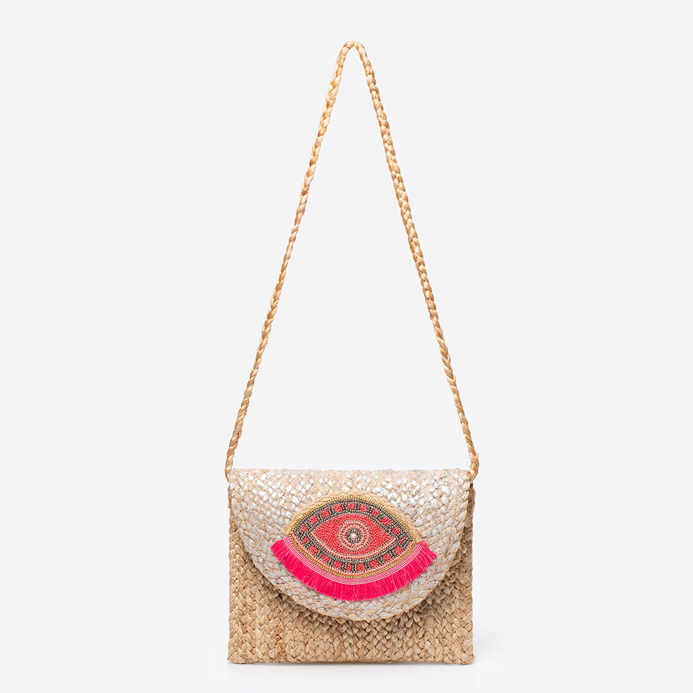 Beaded Patch Jute Bag