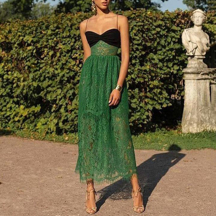 Formal Lace Green Maxi Dress