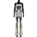 Formal Mesh Lace Spaghetti Strap Dress