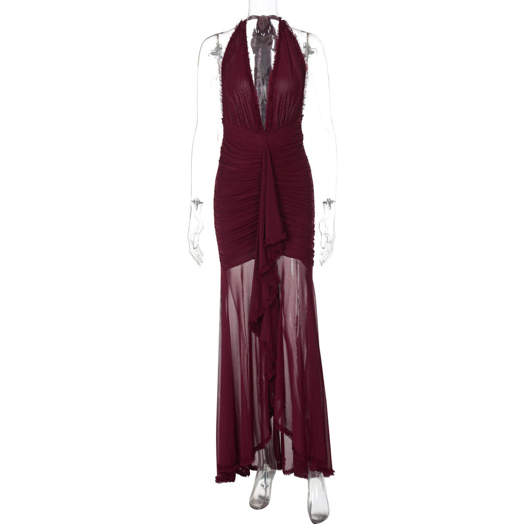 Formal Maxi V Neck Halter Dress
