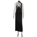 Formal Sexy Lace Stitching Seductive V neck Sling Dress with Scarf