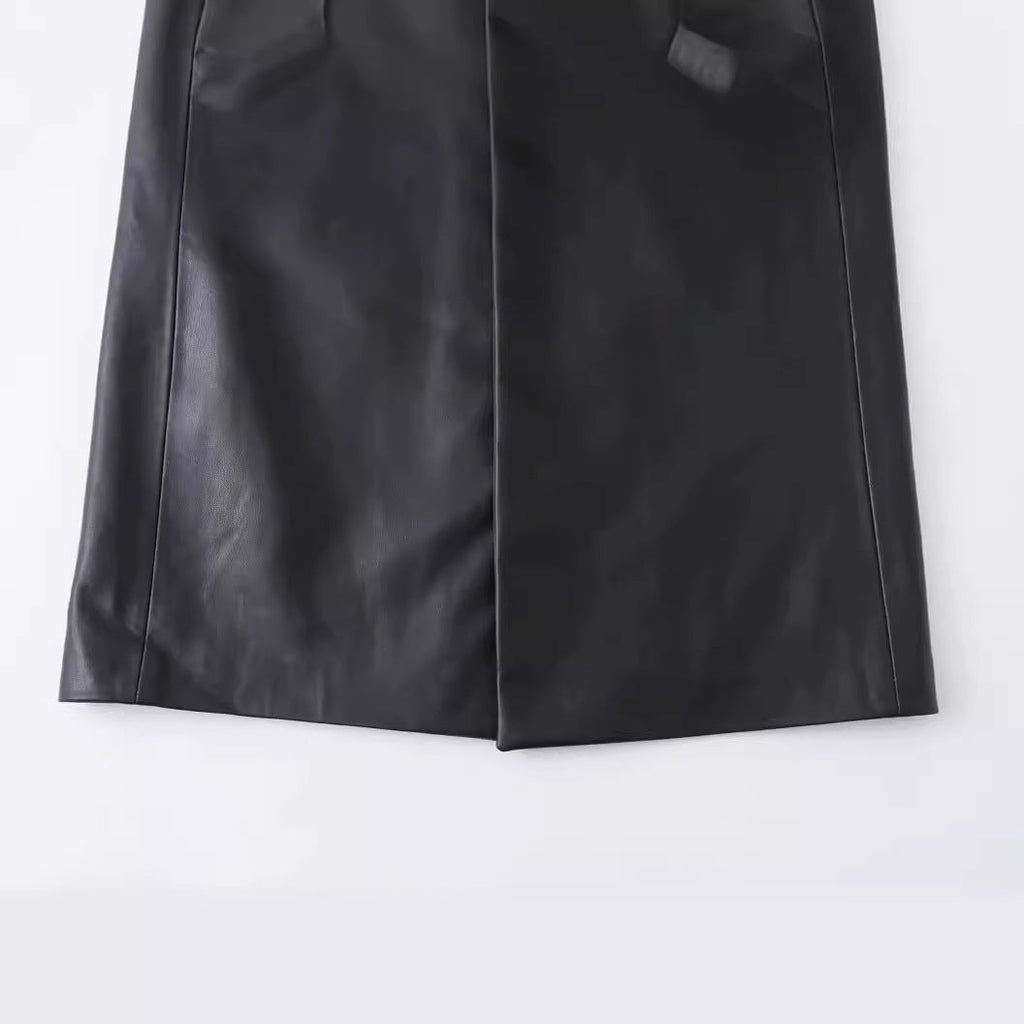 Faux Leather Trench Coat