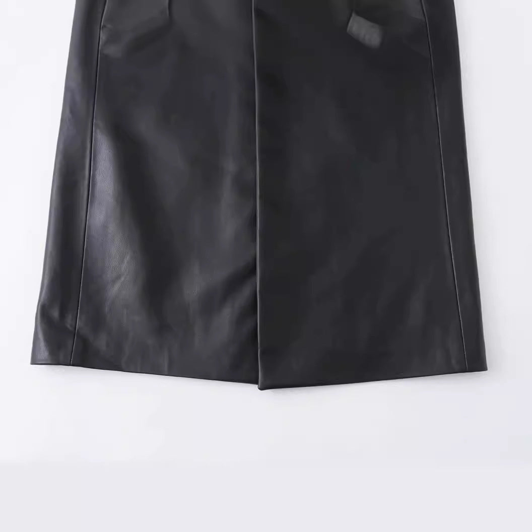 Faux Leather Trench Coat
