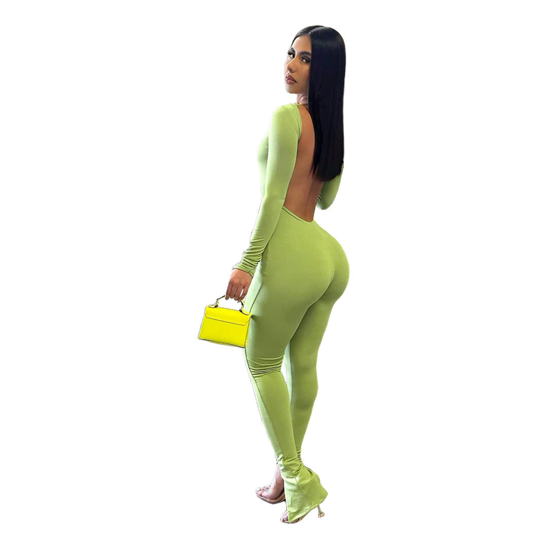 Alicia Backless Slit Jumpsuit