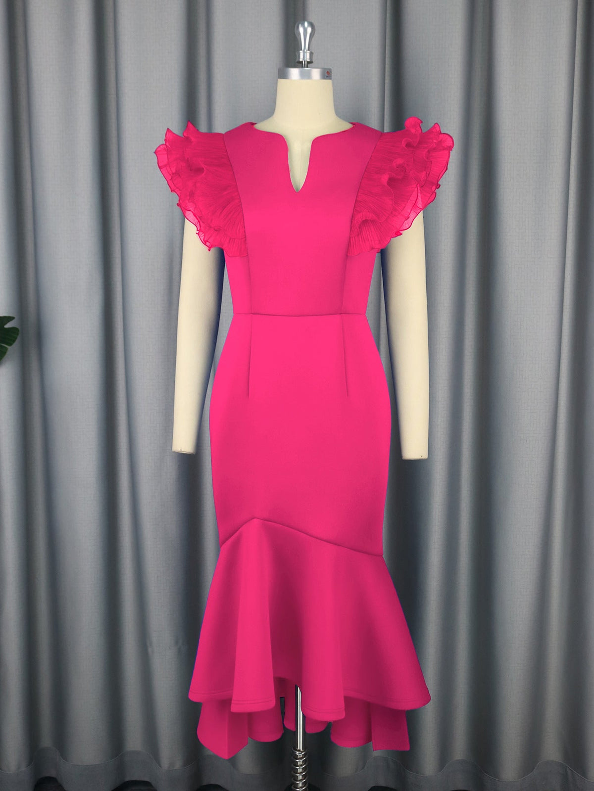 Formal Sexy Ruffle Pleated Dress