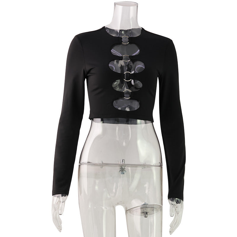 Metal Ring Hollow Out Cutout Top