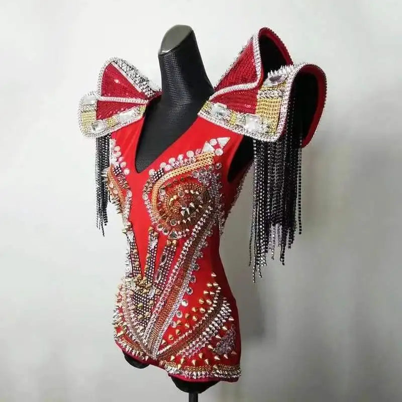 Cocktail Sparkly Crystal & Rhinestone Armor Bodysuit
