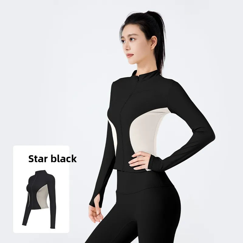 High Neck Color Block Fitness Top