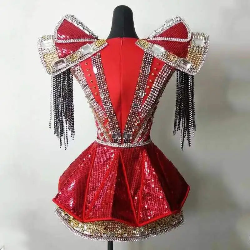 Cocktail Sparkly Crystal & Rhinestone Armor Bodysuit