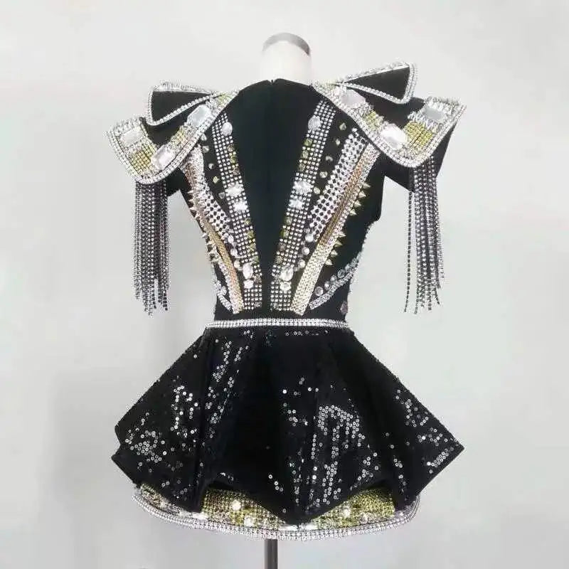 Cocktail Sparkly Crystal & Rhinestone Armor Bodysuit