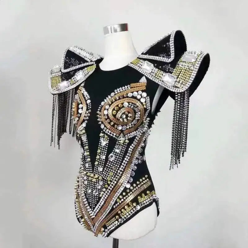 Cocktail Sparkly Crystal & Rhinestone Armor Bodysuit