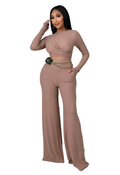 Taupe Ribbed Cropped Convertible Tie Set