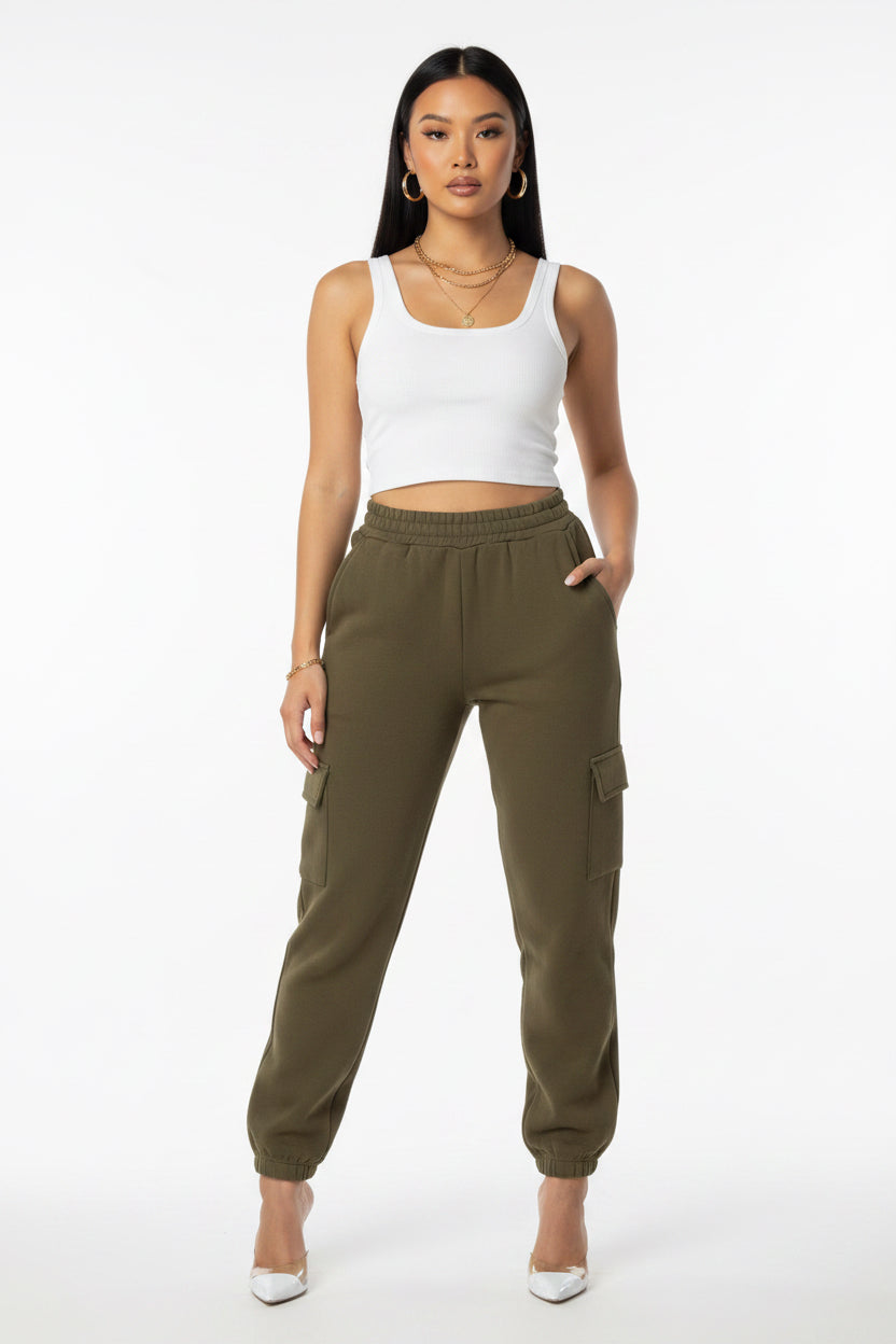 Side Pocket Drawstring Waist Sweatpants