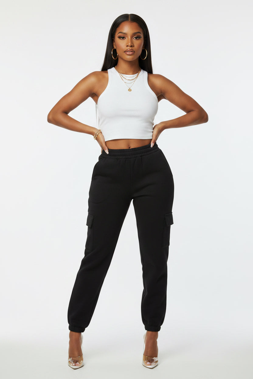 Side Pocket Drawstring Waist Sweatpants