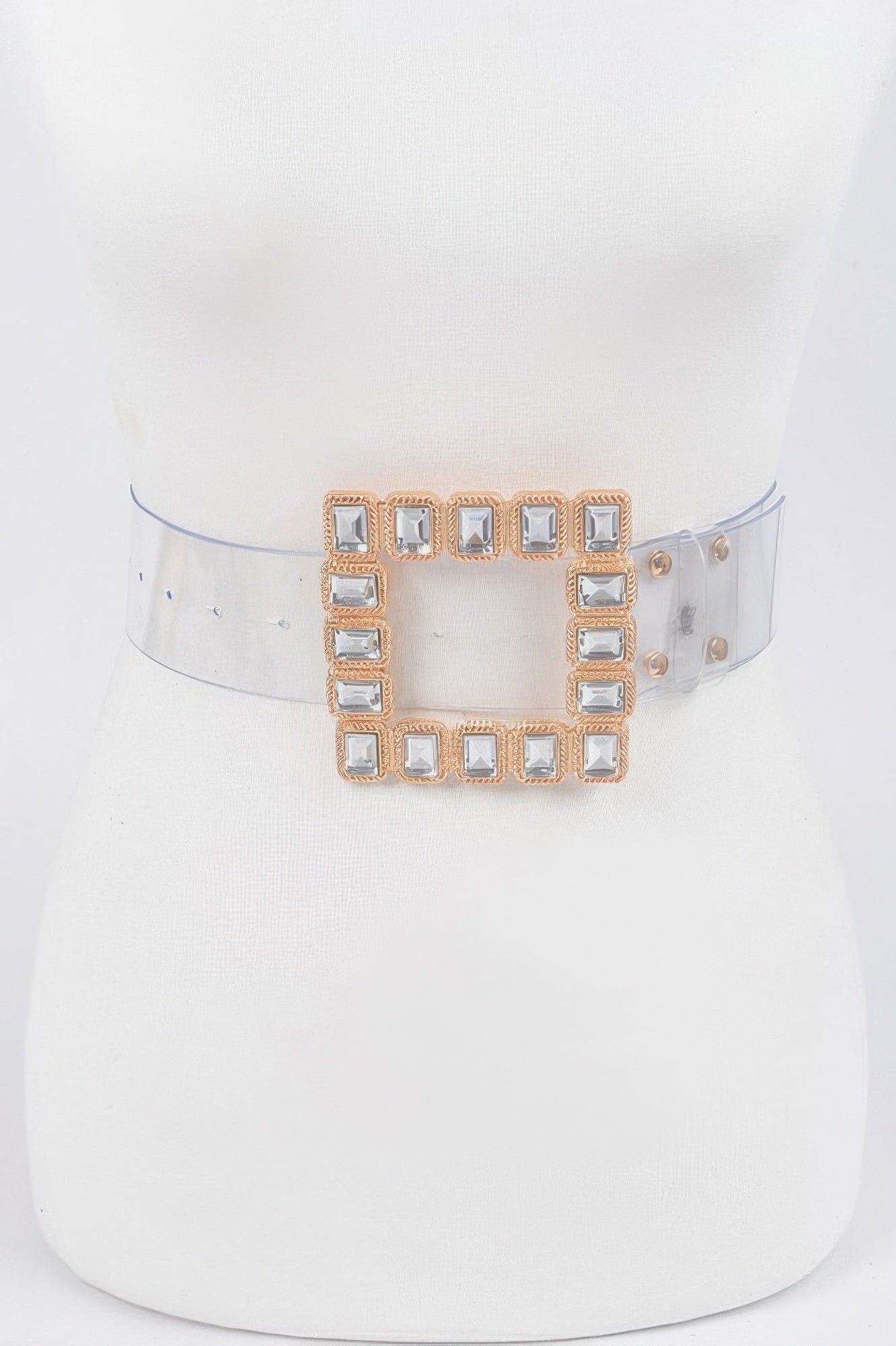 Stone Buckle Faux Leather Belt