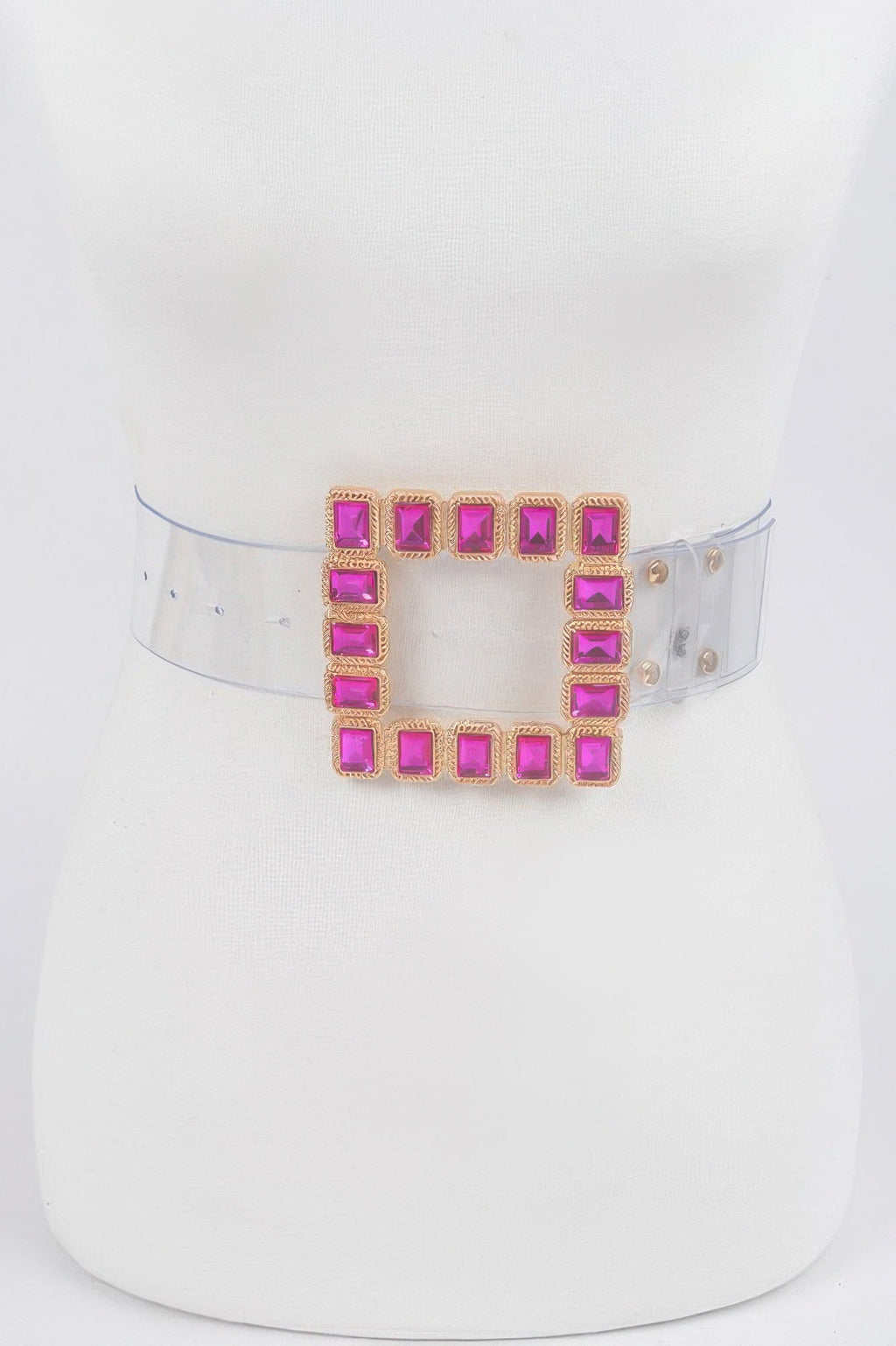 Stone Buckle Faux Leather Belt