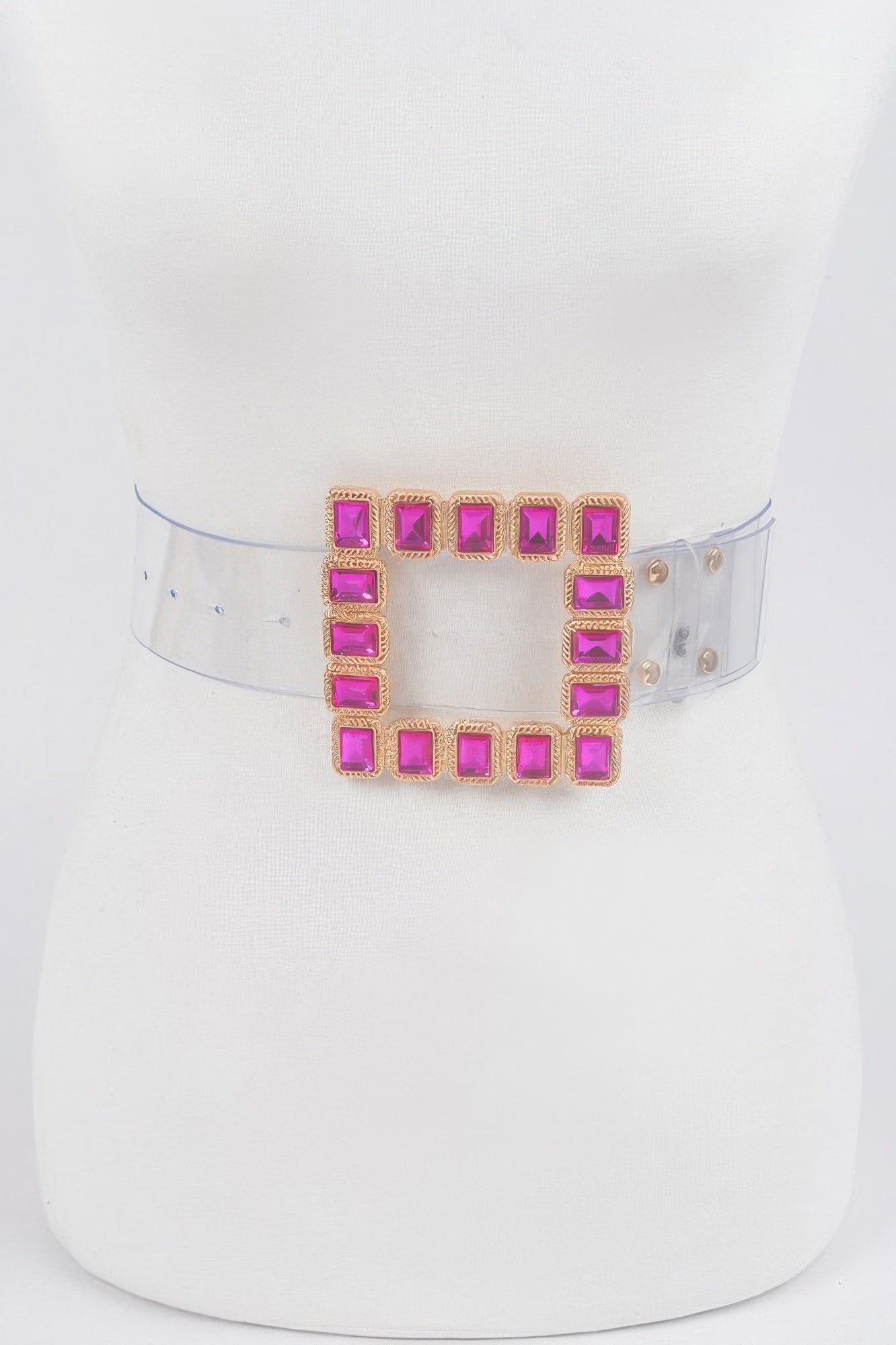 Stone Buckle Faux Leather Belt