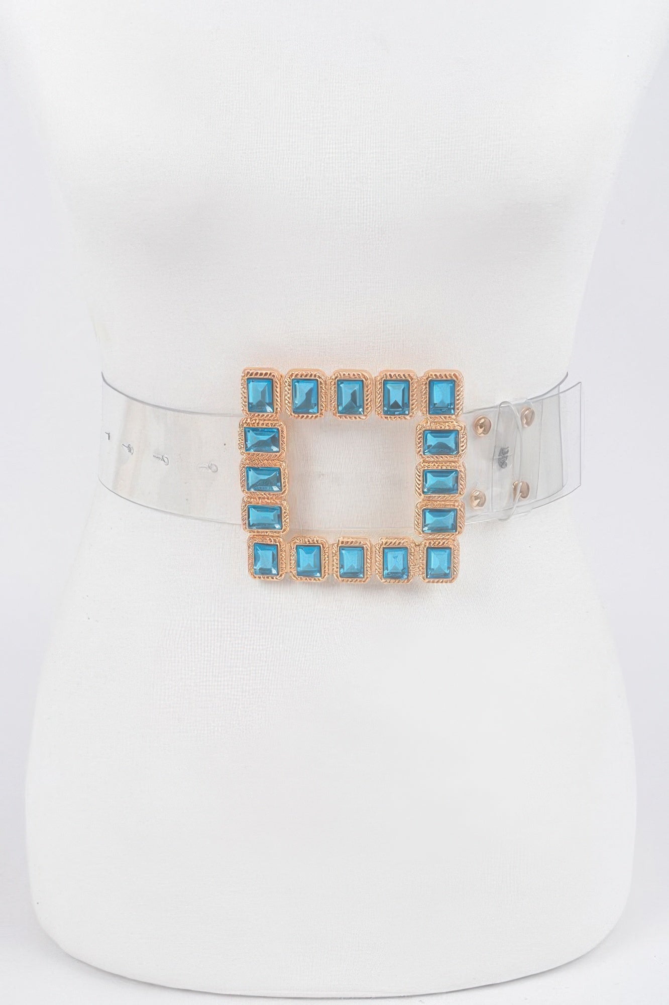 Stone Buckle Faux Leather Belt