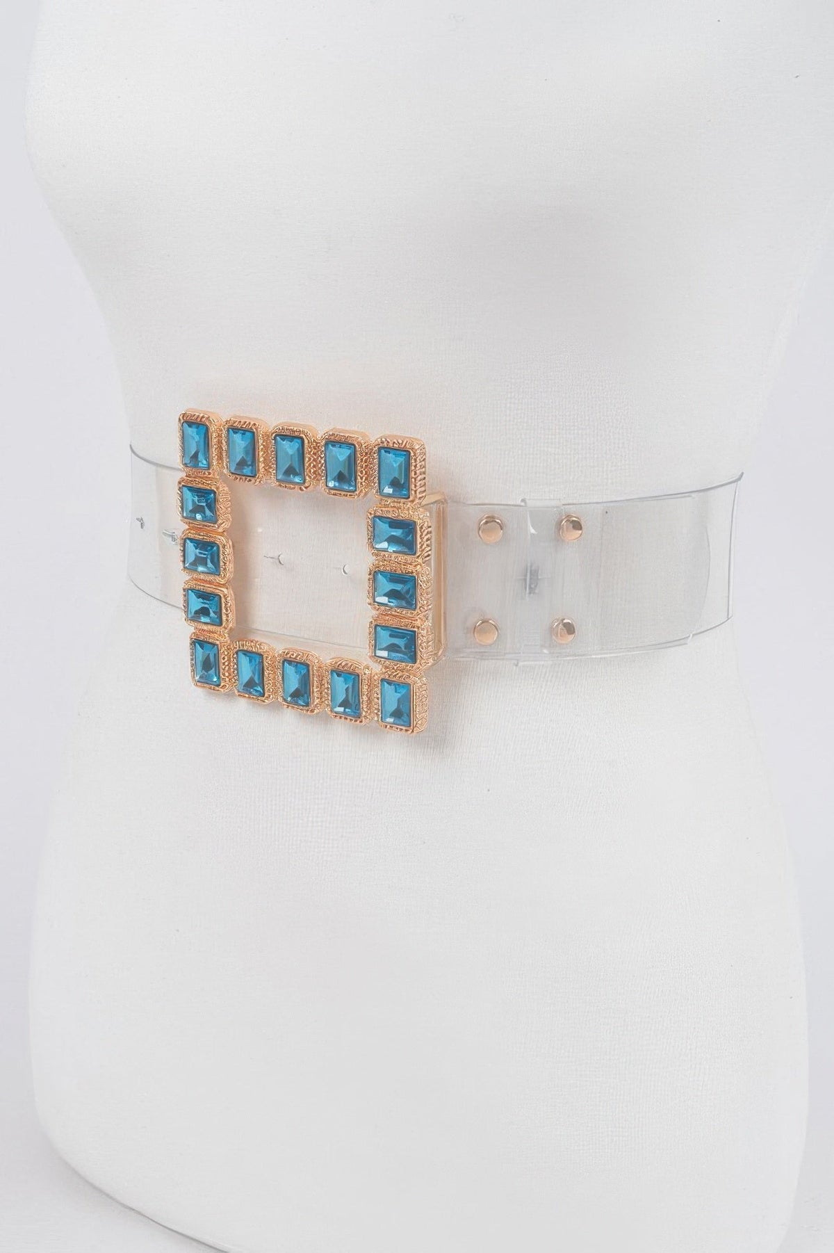 Stone Buckle Faux Leather Belt