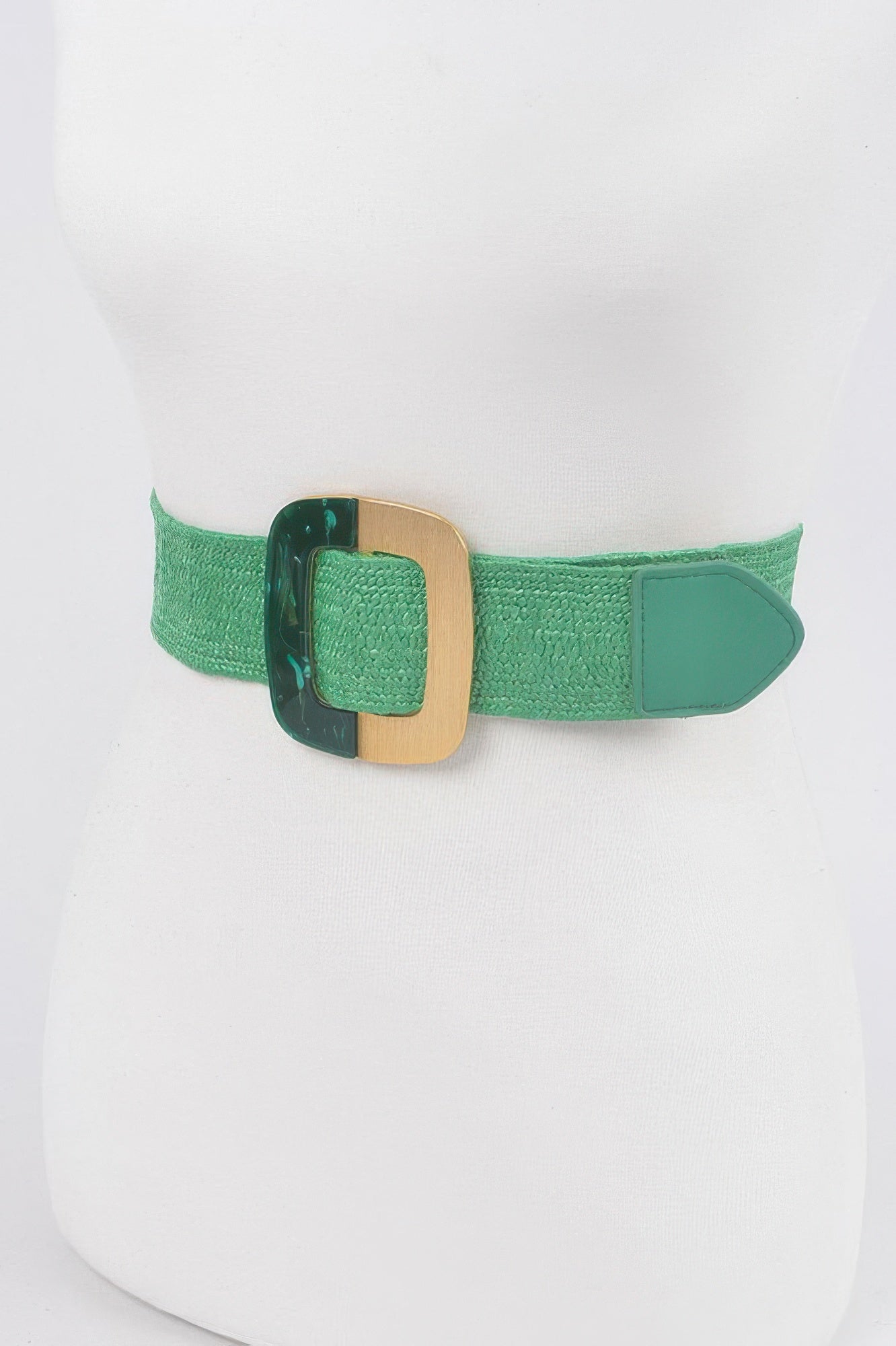 Square Metal Buckle Stretch Belt