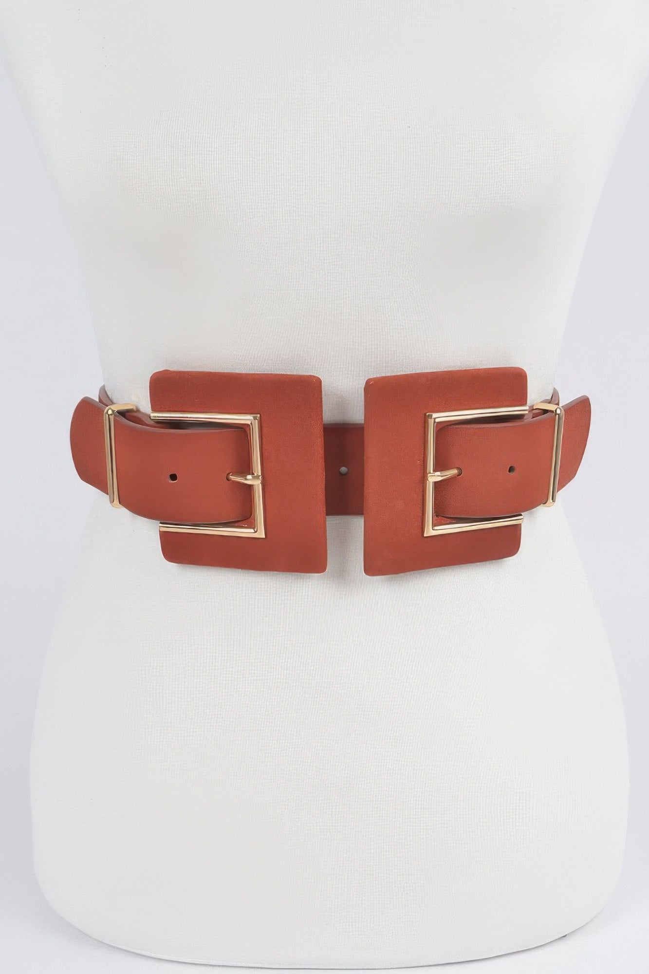 Two Buckle Faux Suede Belt