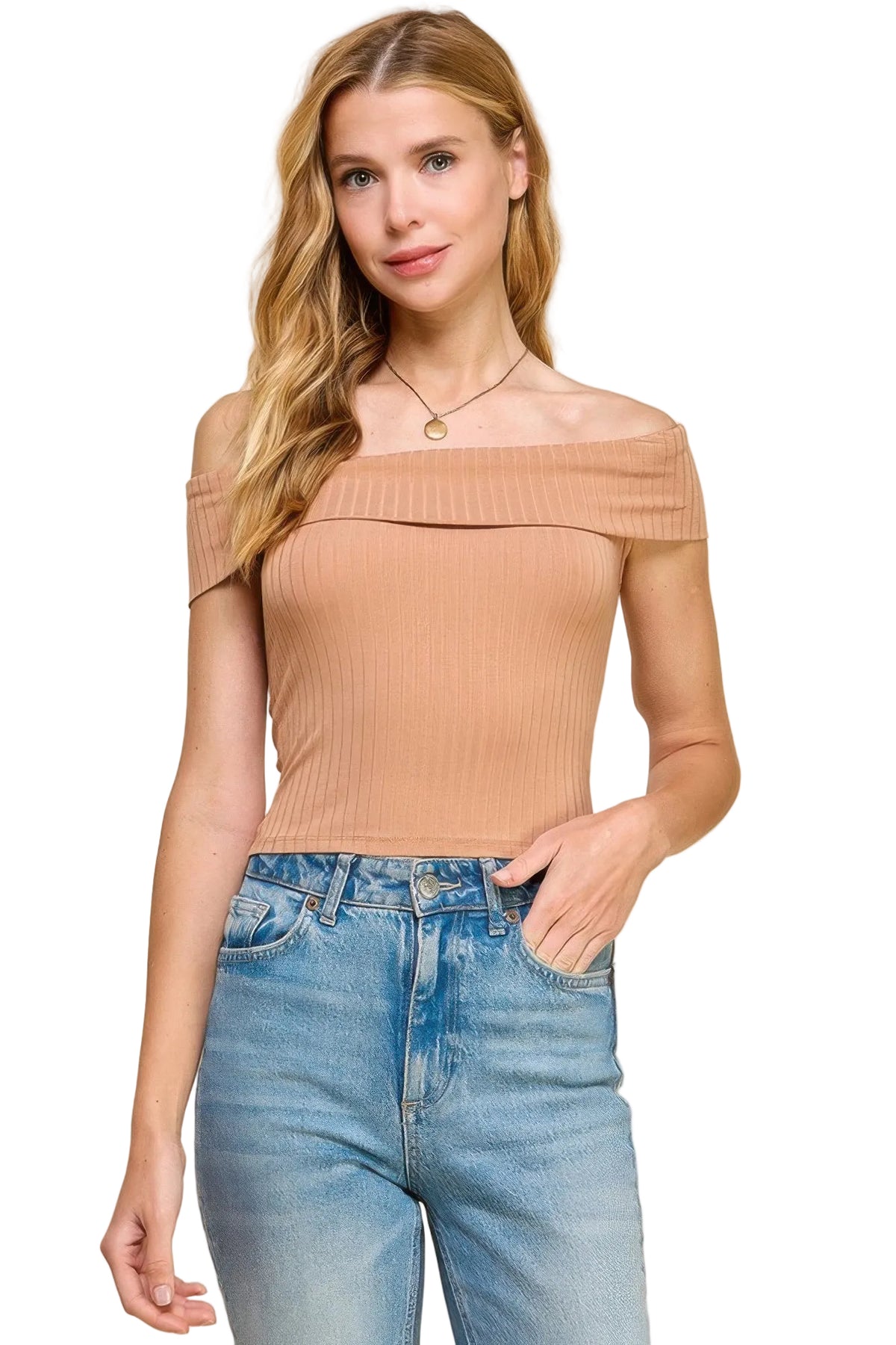 Basic Off Shoulder Ribbed Top