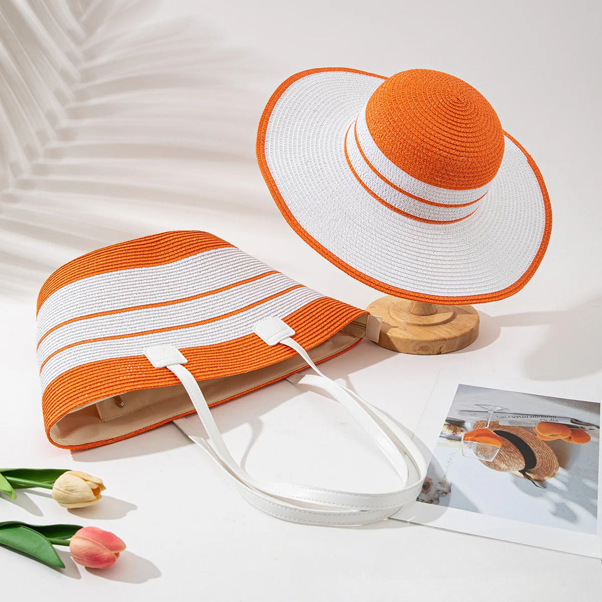 Straw Hat & Tote Beachy Set