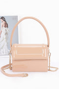 Enamel Top Handle Flap Bag with Crossbody Strap