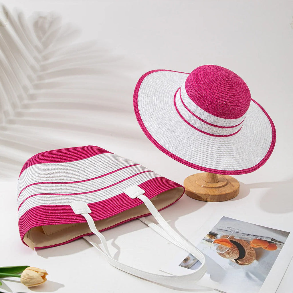 Straw Hat & Tote Beachy Set