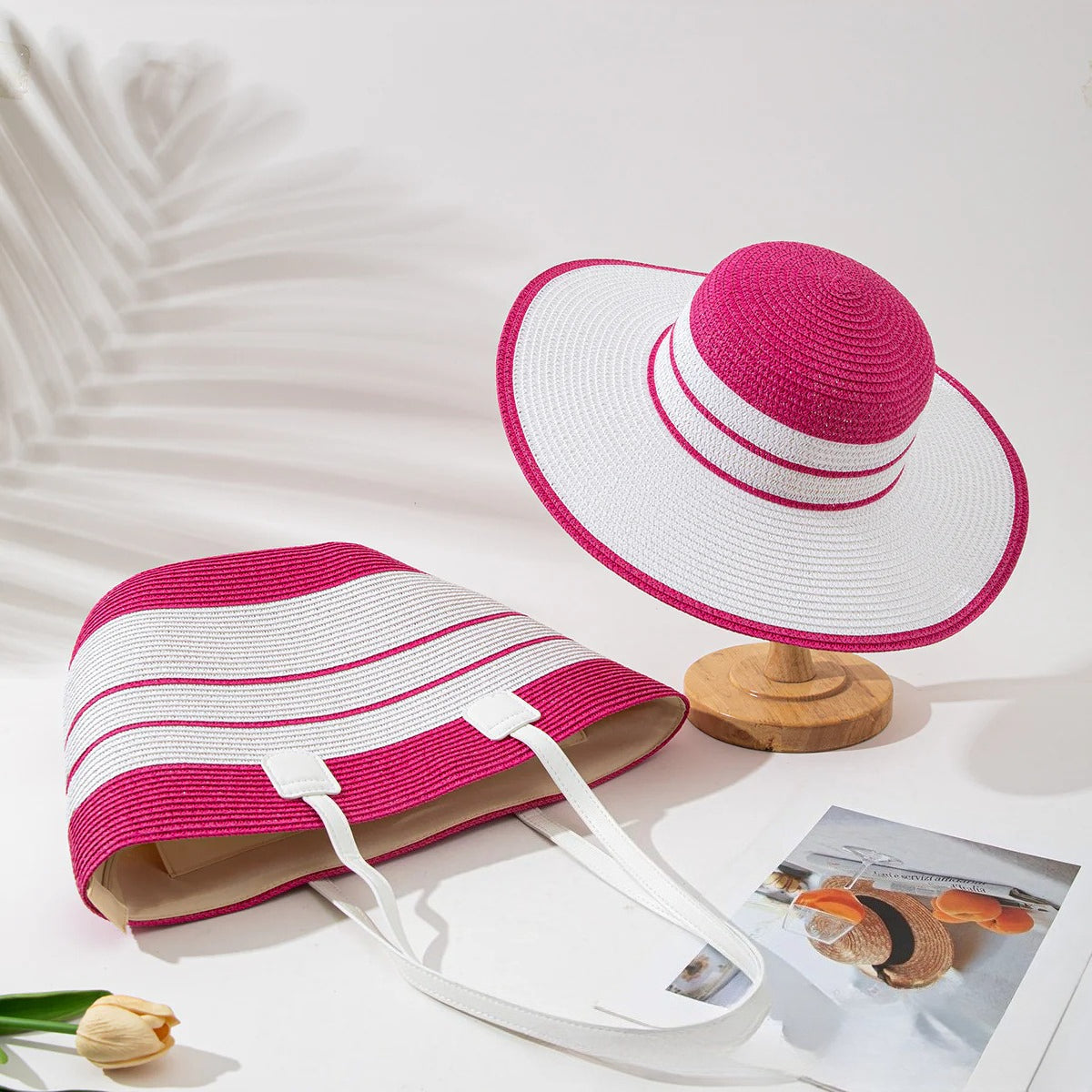 Straw Hat & Tote Beachy Set