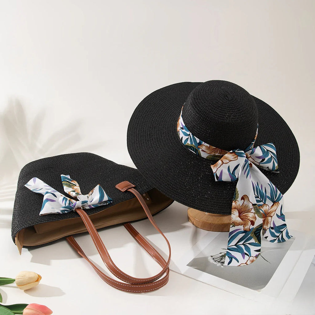 Straw Hat & Tote Beachy Set