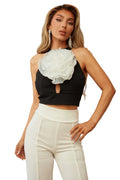Flower Detailed Fashion Crop Top