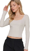 Basic Long Sleeve Sweetheart Top