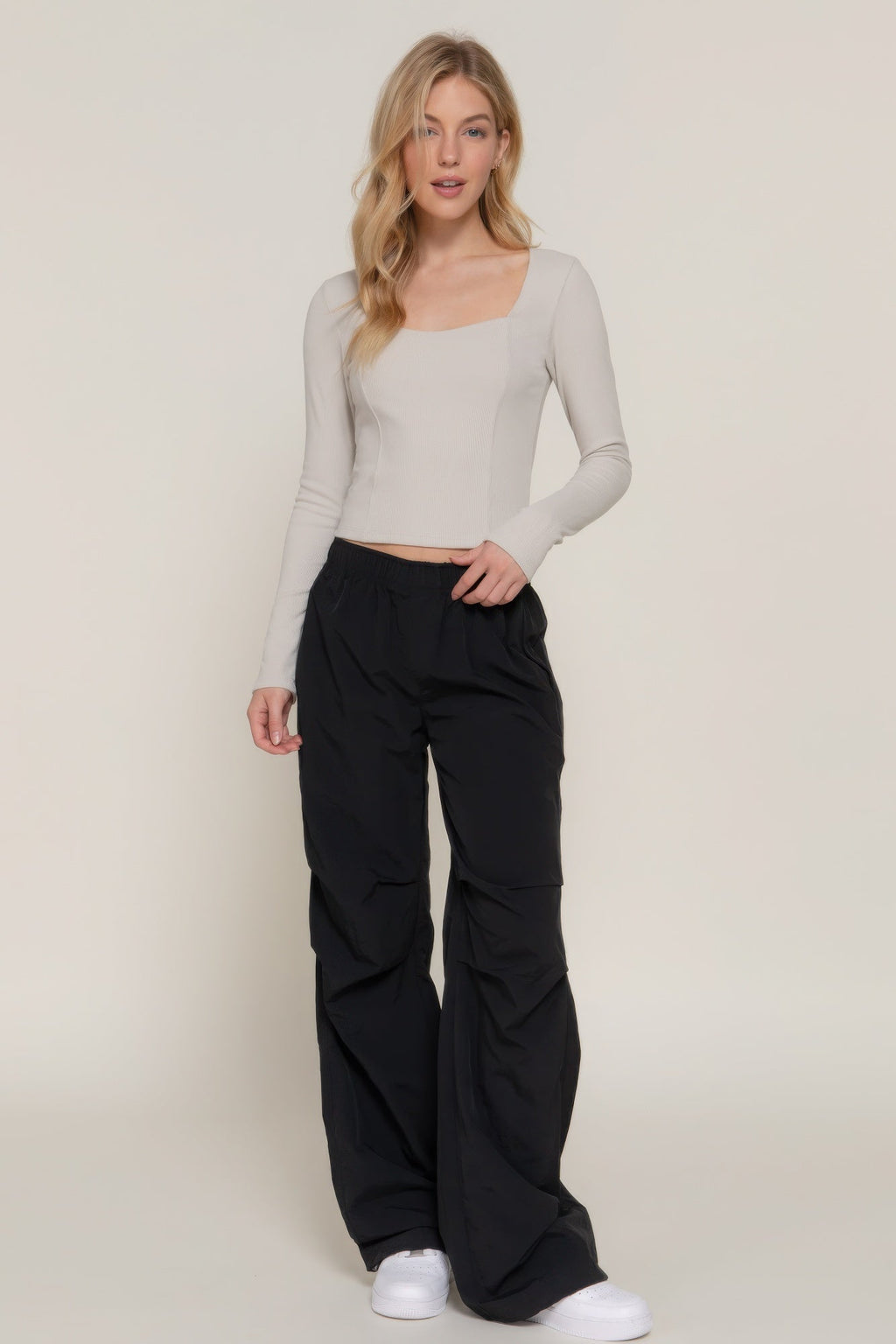 Basic Long Sleeve Sweetheart Top