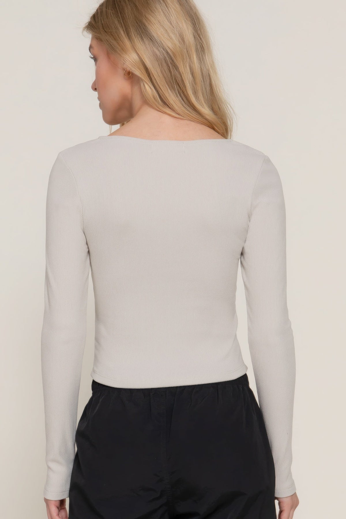Basic Long Sleeve Sweetheart Top