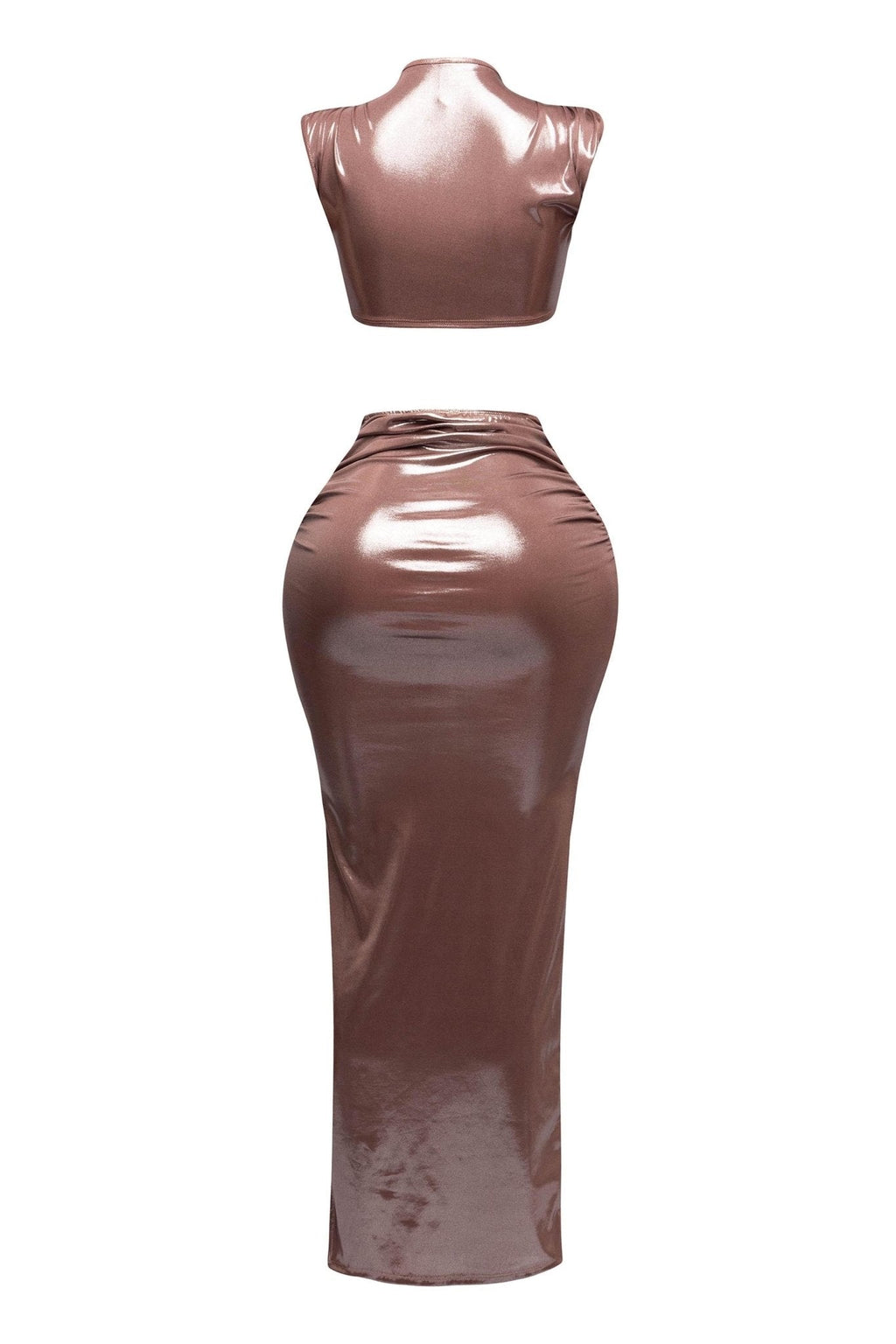 Alist Metallic Foil Crop Top & Maxi Skirt Set