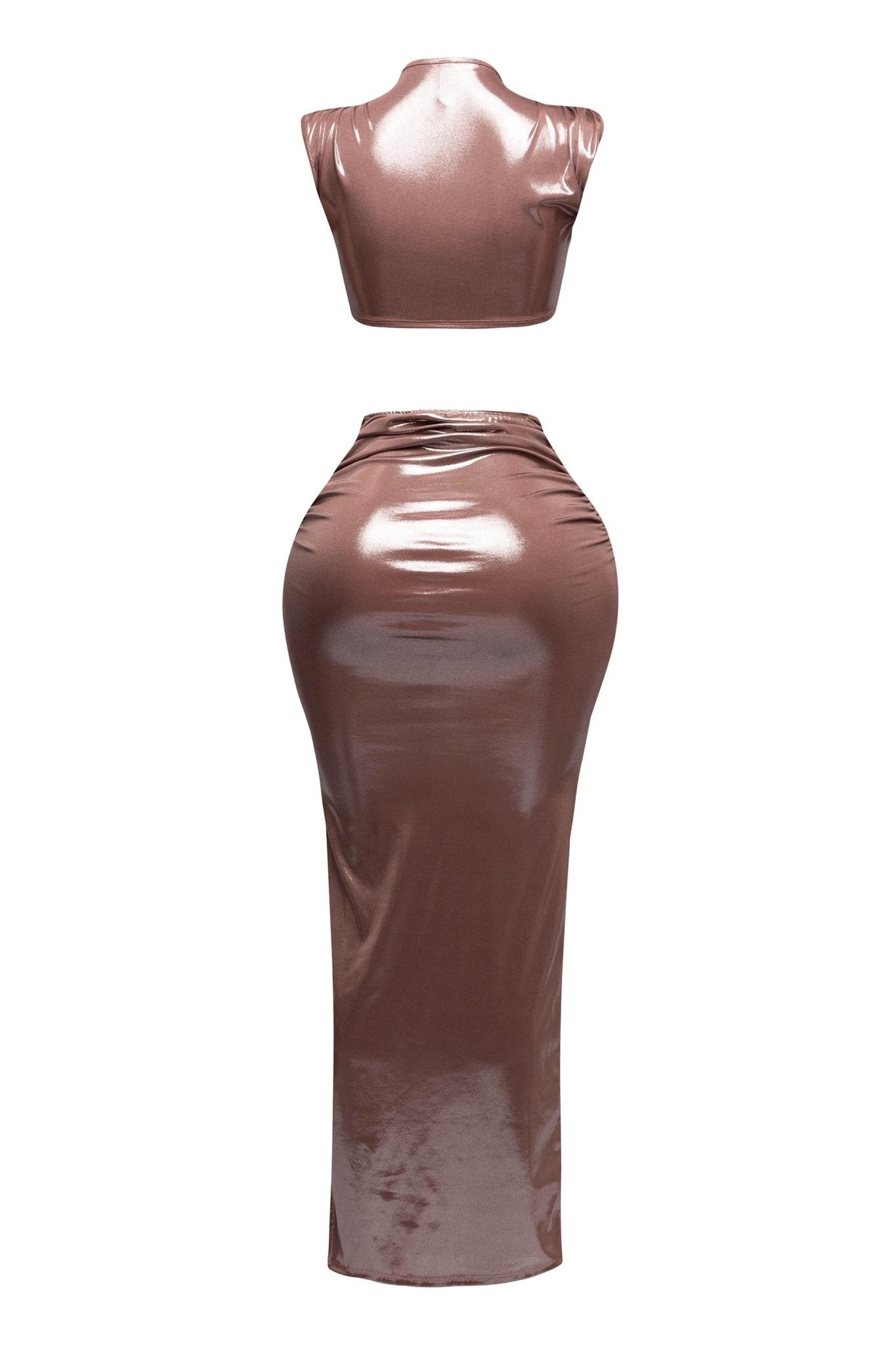 Alist Metallic Foil Crop Top & Maxi Skirt Set