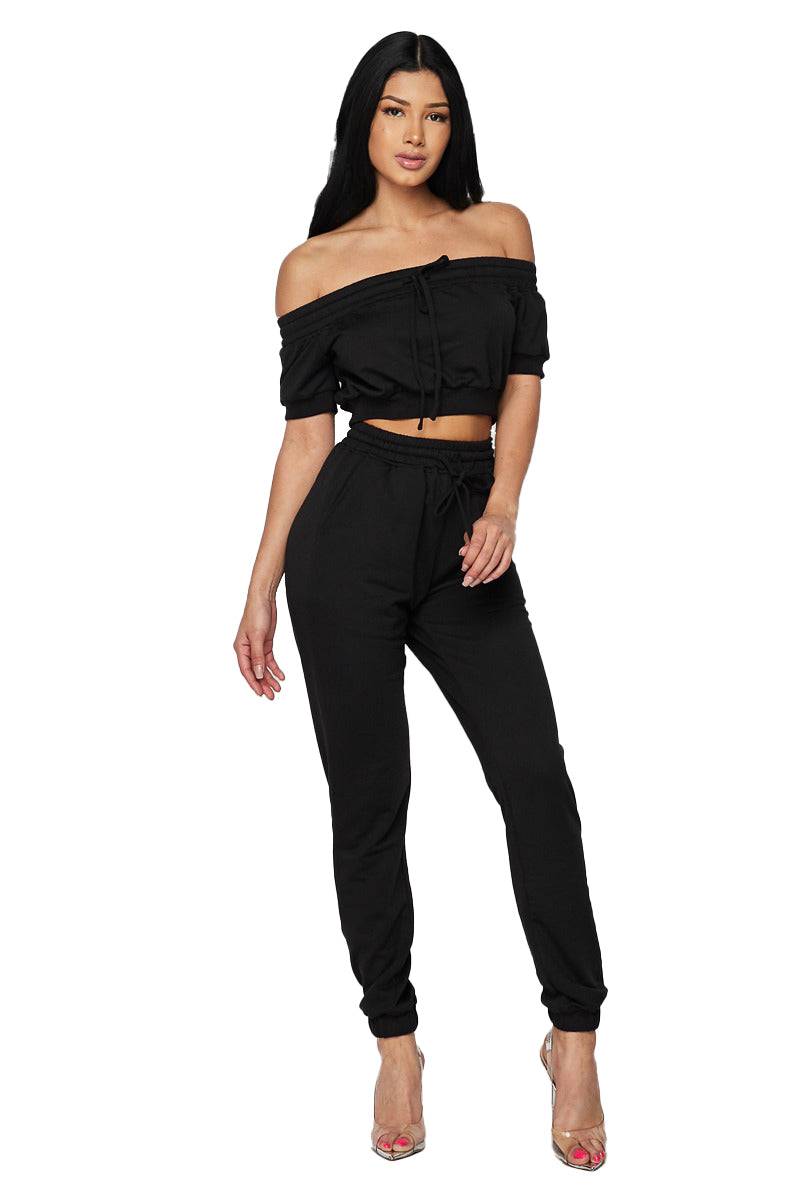 Basic Off The Shoulder Sweat Suit