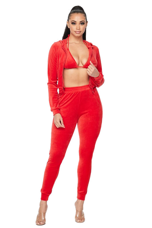 Brittany Velour Hoody Suit