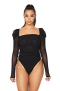 Bella Long Sleeve See Through Bodysuit