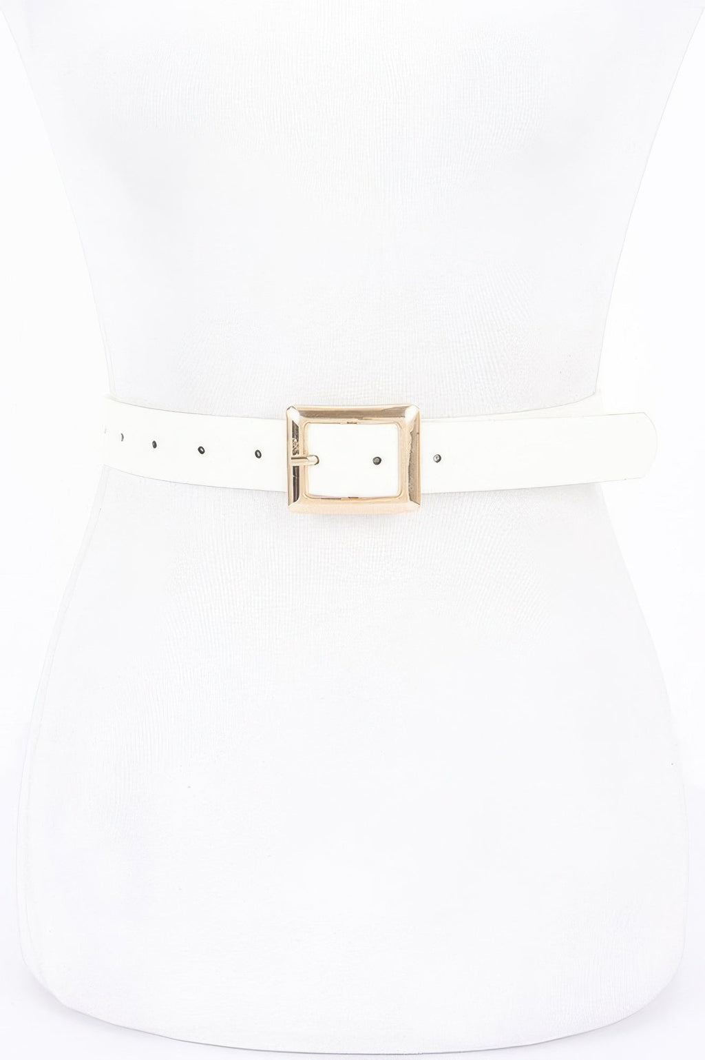 Simple Square Buckle Faux Leather Belt