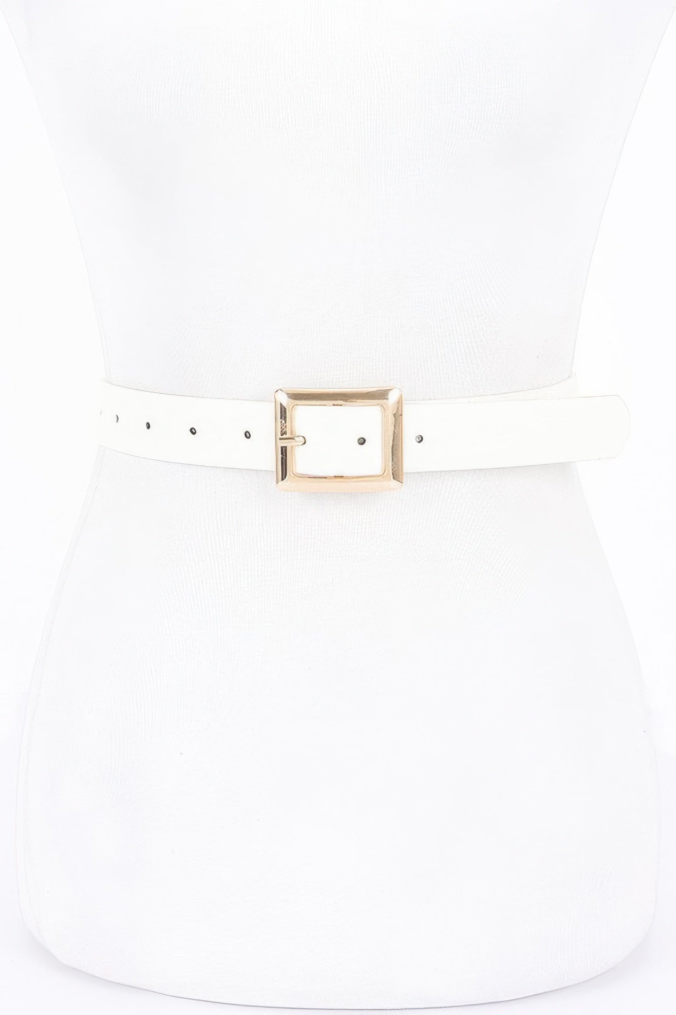 Simple Square Buckle Faux Leather Belt