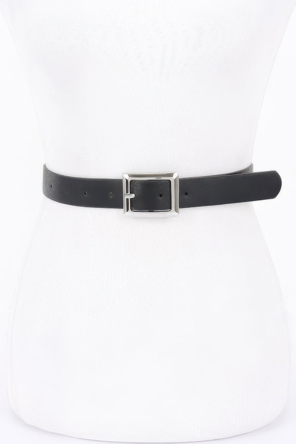 Simple Square Buckle Faux Leather Belt