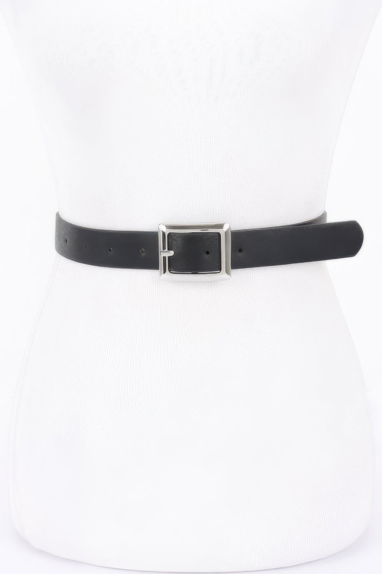 Simple Square Buckle Faux Leather Belt
