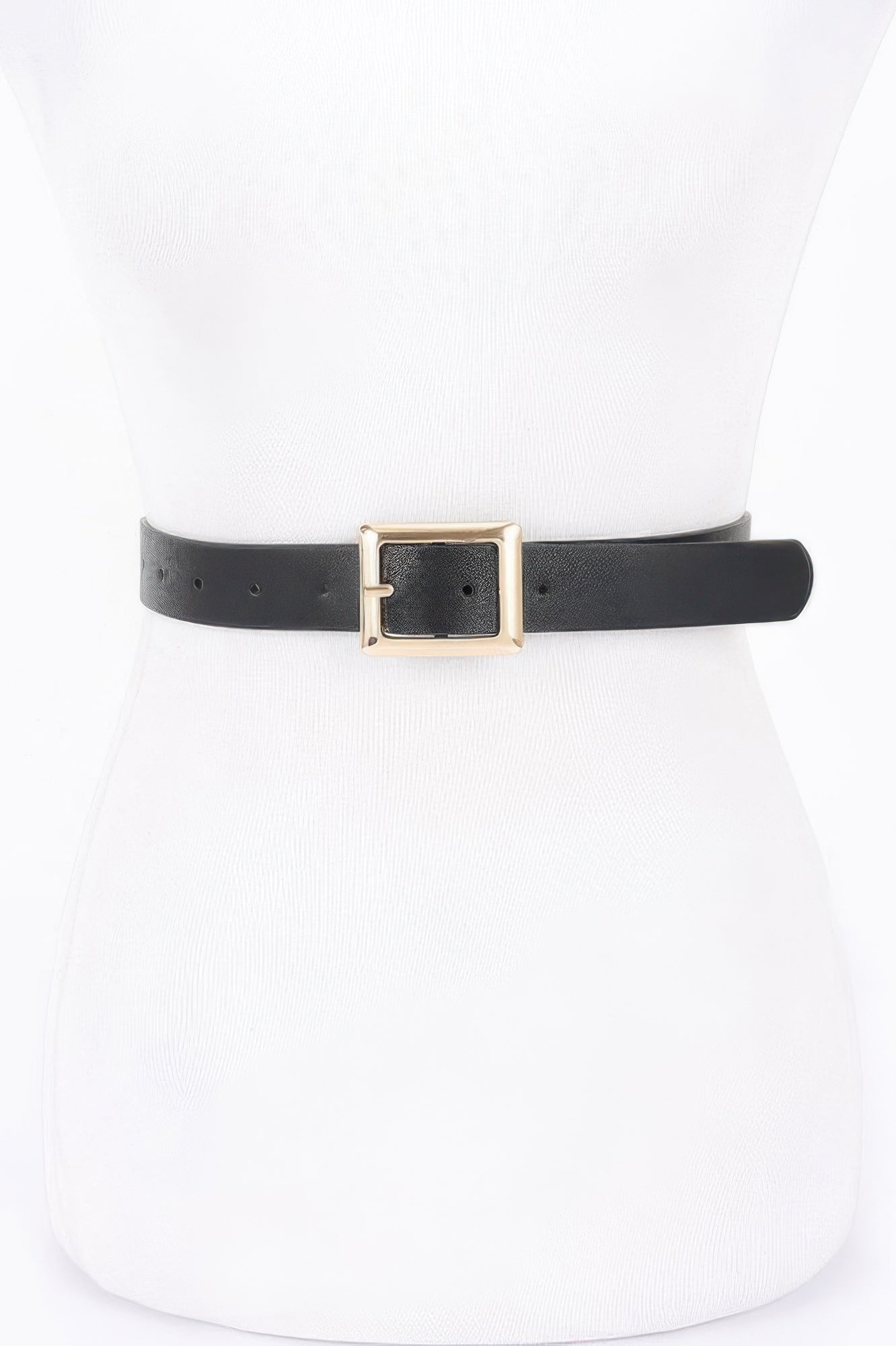 Simple Square Buckle Faux Leather Belt
