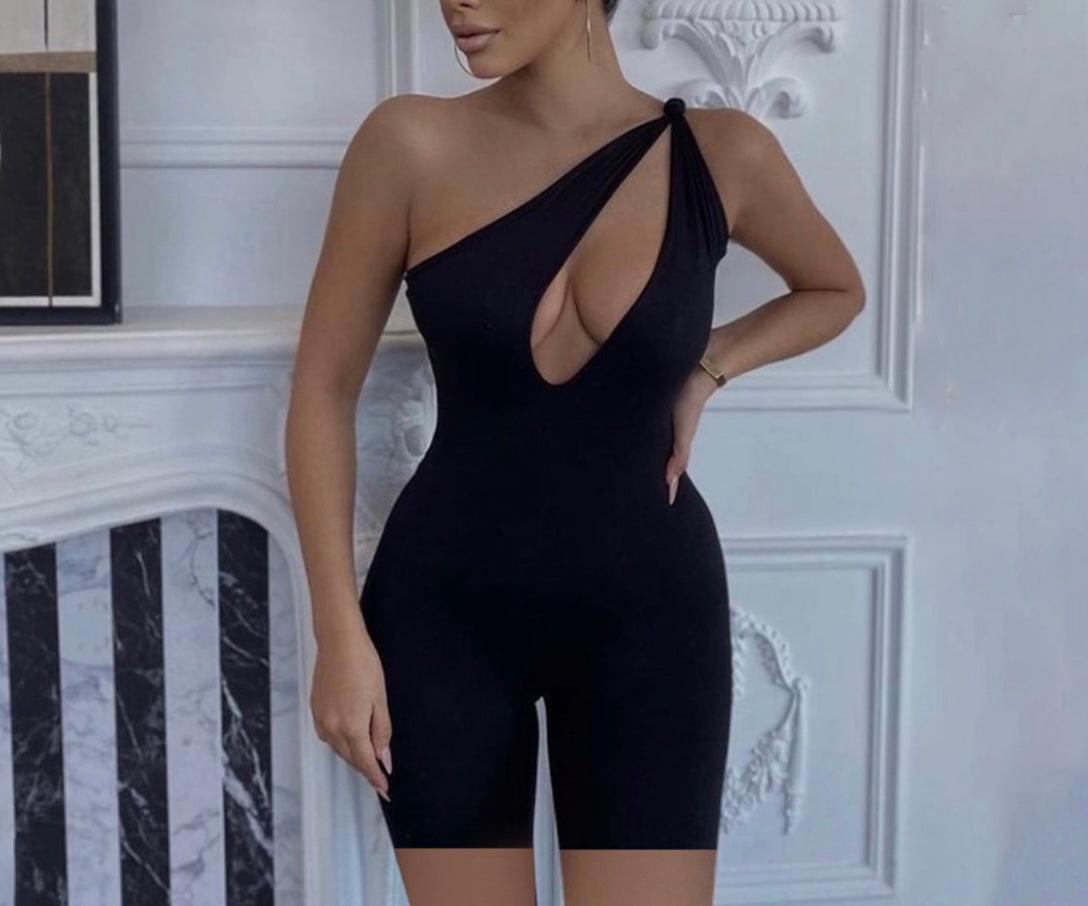 Sleeveless Romper with Cutout - Black