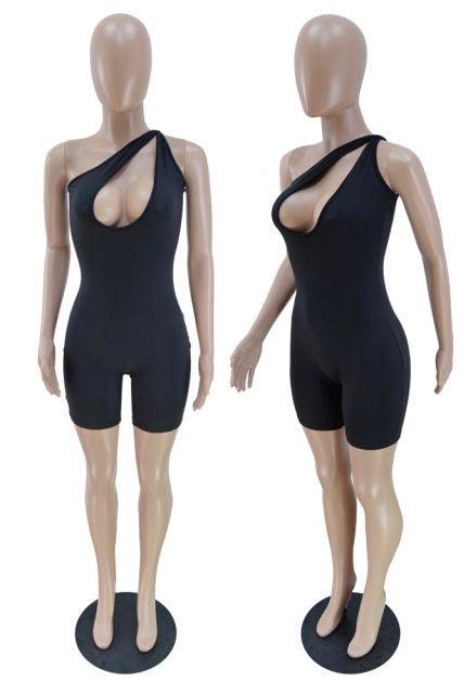Sleeveless Romper with Cutout - Black
